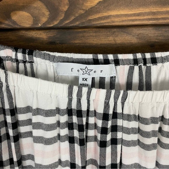 Fever | Off Shoulder Plaid Blouse Ruffle Bell Sleeve Ruffle Trim