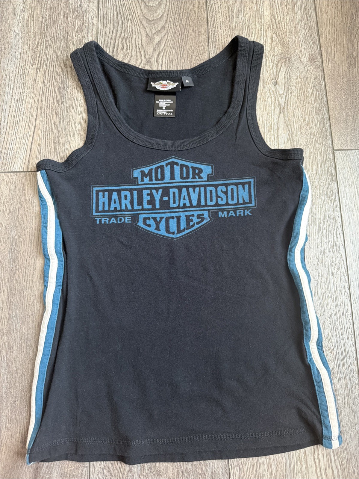 Harley Davidson Motorcycle Tank Top Women’s Med Black/Teal