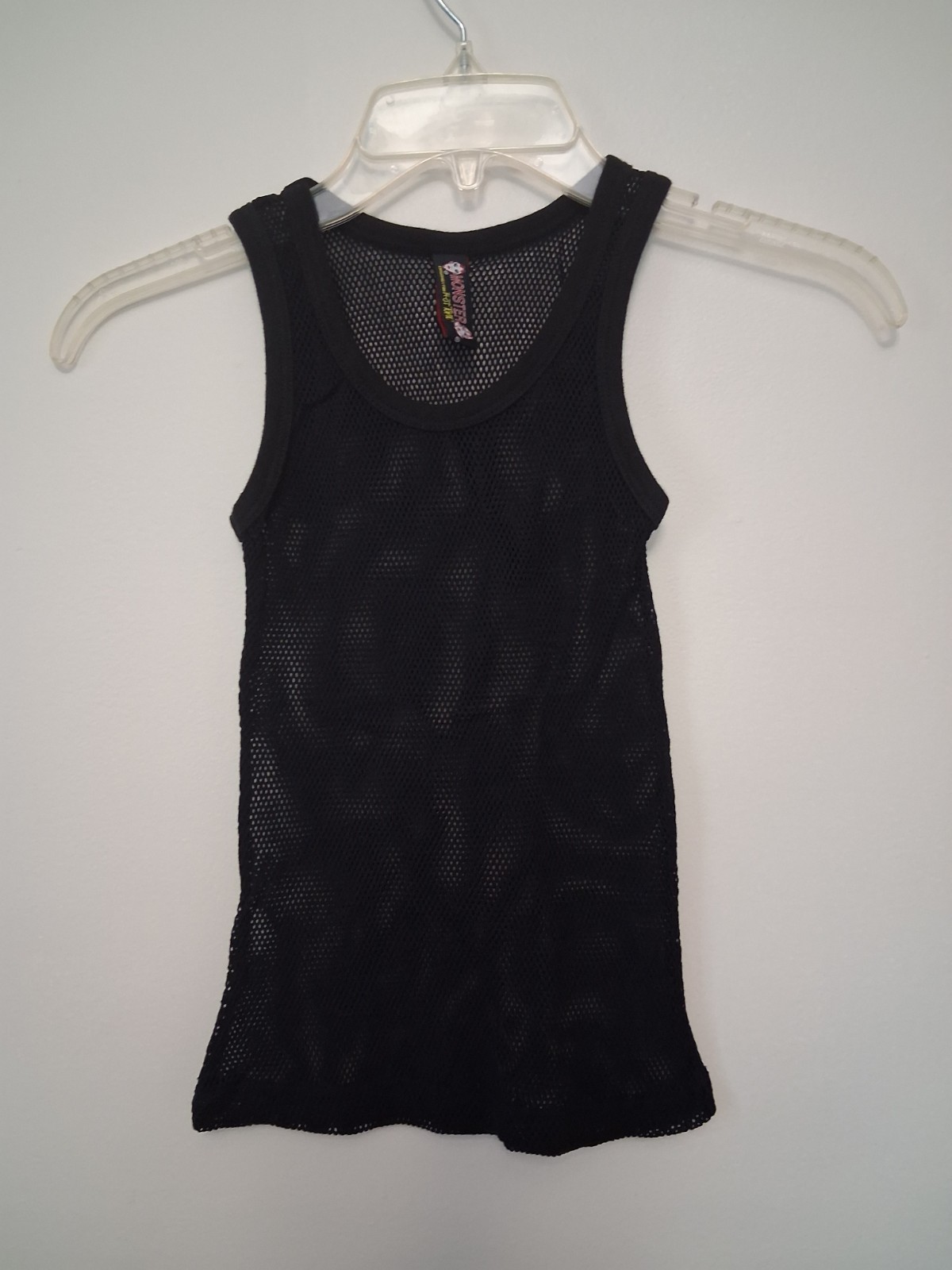 VTG Y2K Hot Topic Monster Black Fishnet Tank Top Mesh Camisole Goth Emo OSFM