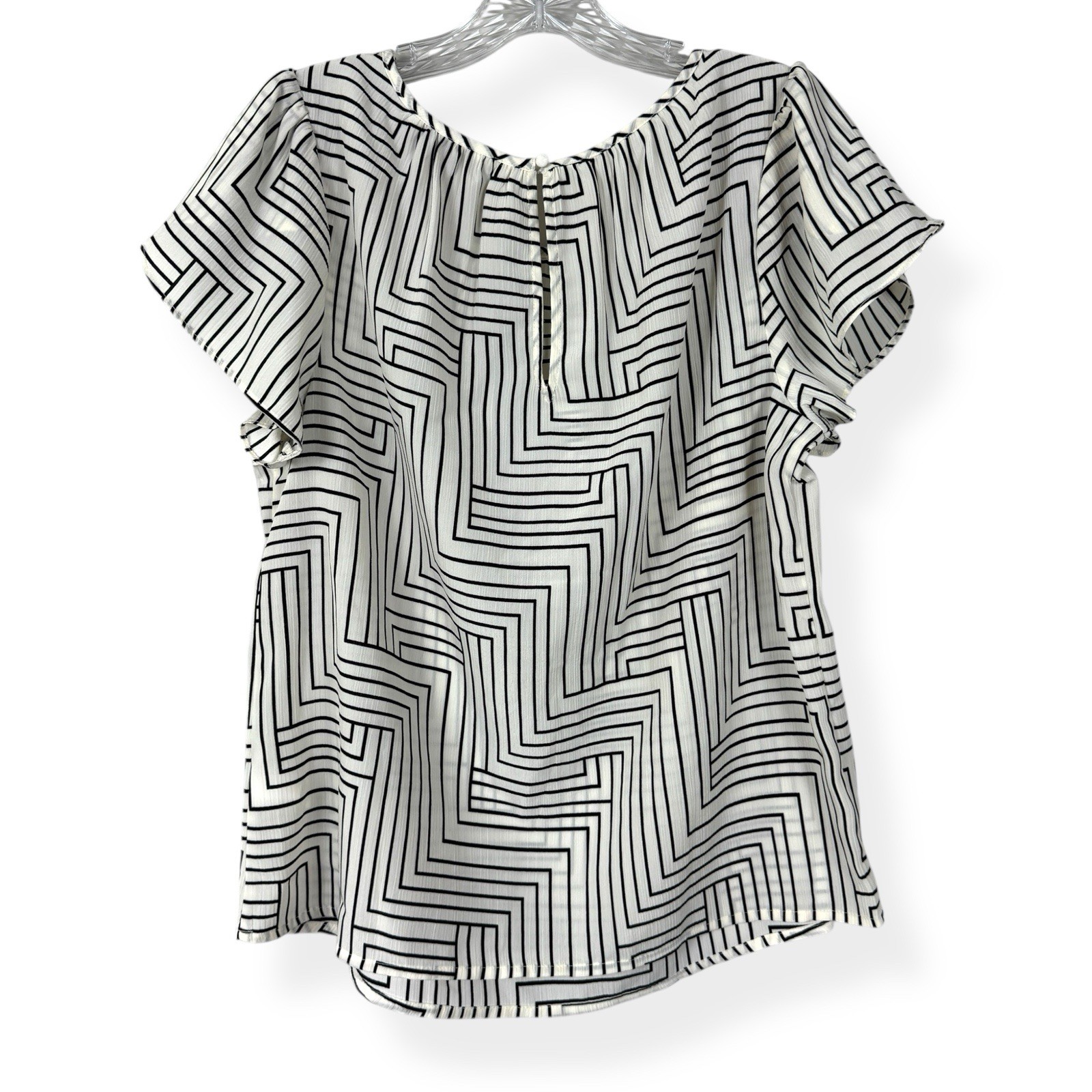 Nine West Blouse Womens Size M Ivory Black