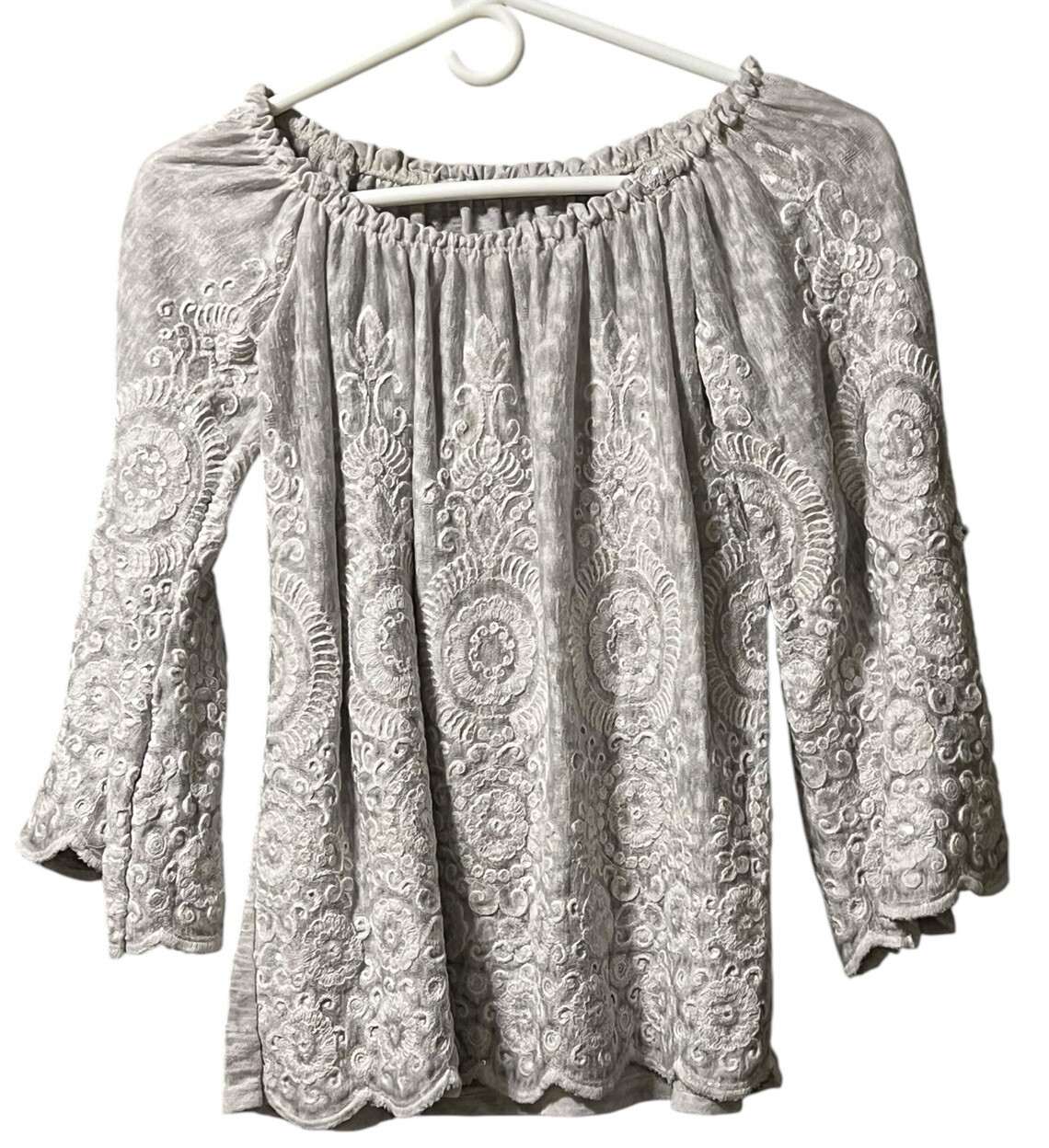 Made In Italy Embroidered Womens Blouse Measured Sequins Designer Formal Modern