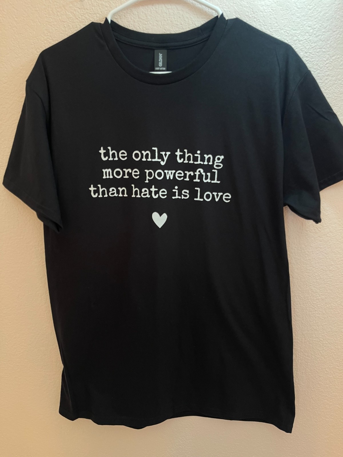 Love Over Hate Black Graphic Tee Handmade Short Sleeve Unisex