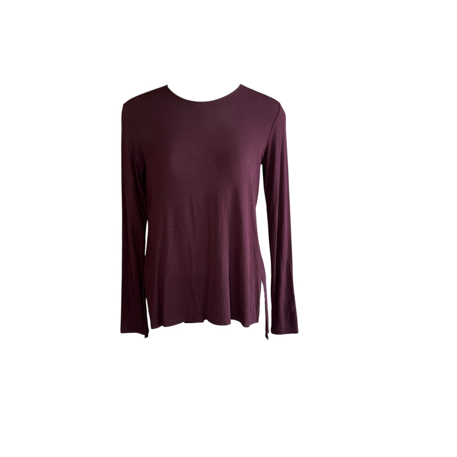 Theory Jersey Knit Long Sleeve Top Mulberry Plum Hi Lo Size Small