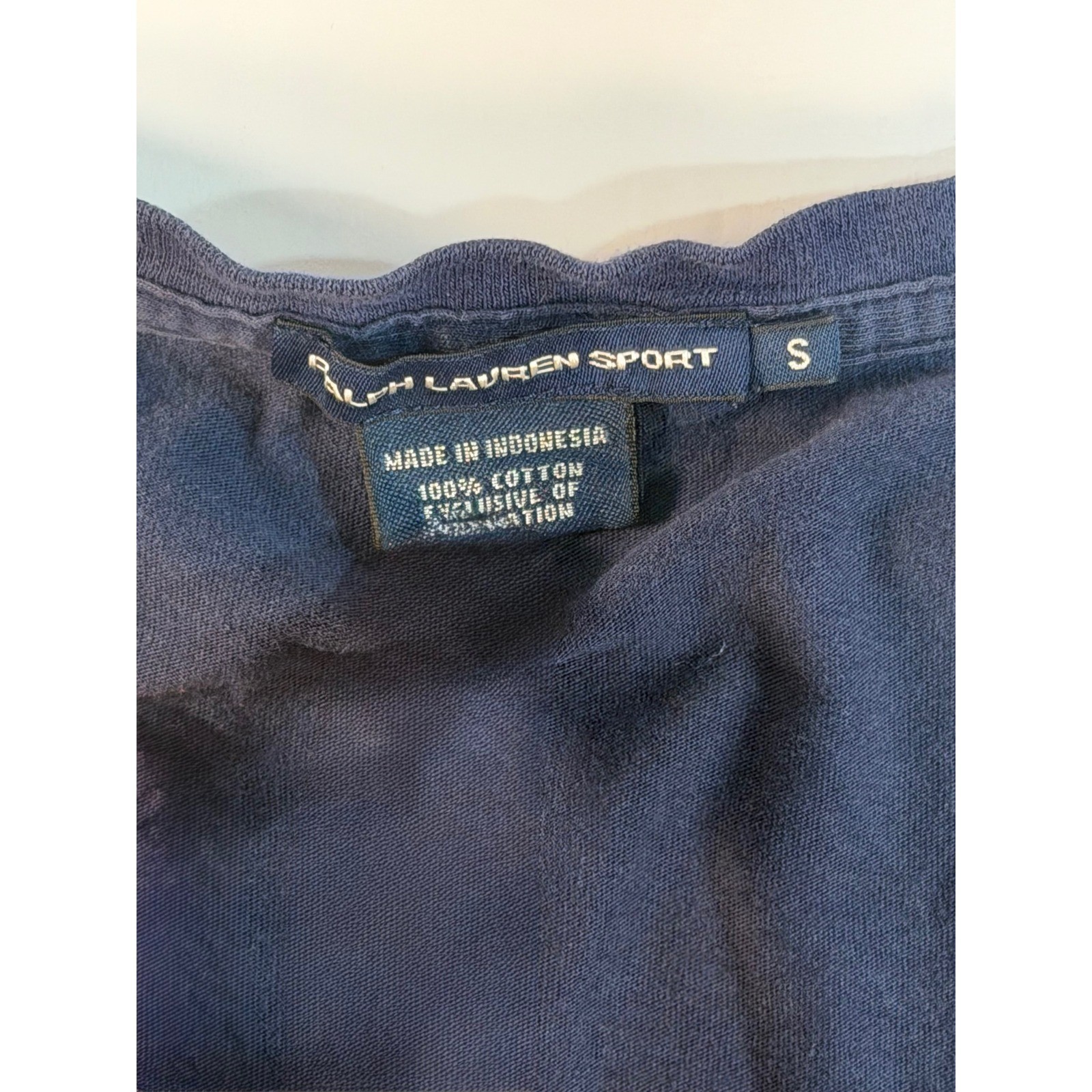 Ralph Lauren Sport Womens Navy Blue V-Neck Long Sleeve Cotton Tee Shirt Small