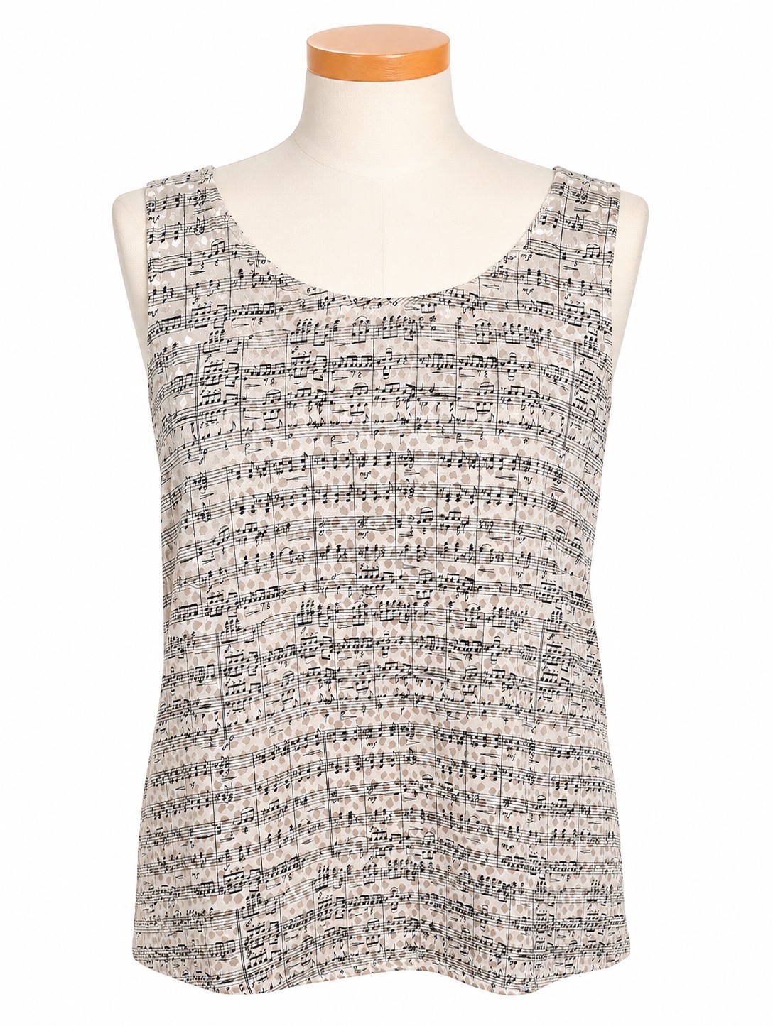 Zeeva Vintage Silk Sheet Music Print Tank Top Sz 4 Career Novelty Whimsical