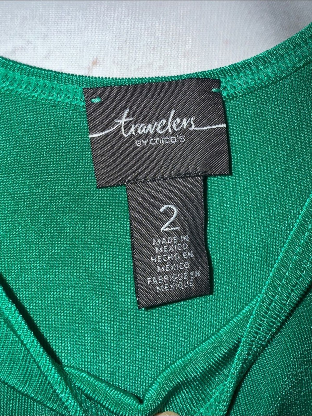 Chico’s travelers Women’s Emerald Green Scoop Neck Tank Top spandex 2 large