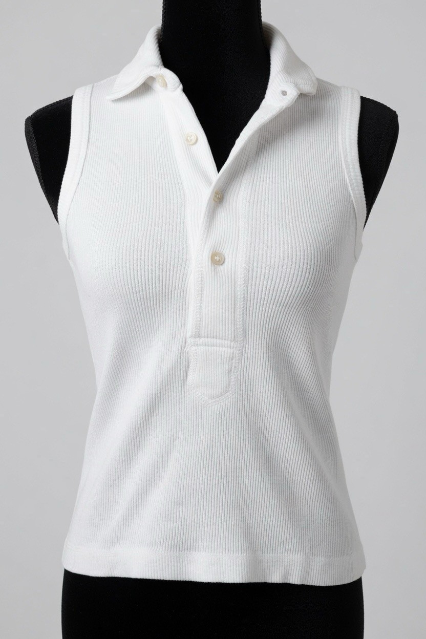 Hard Tail White Ribbed Sleeveless Polo Shirt One Size NWT