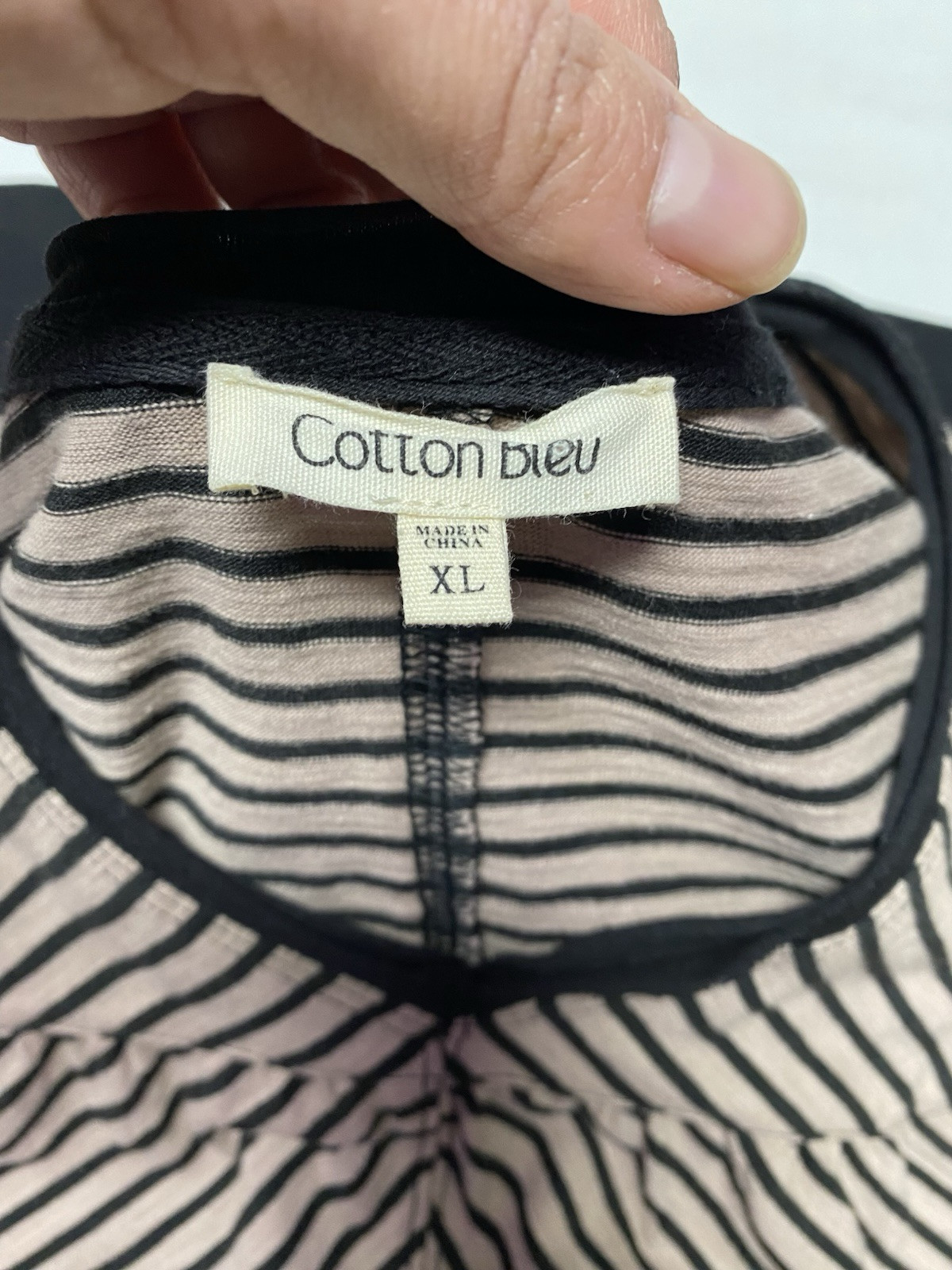 Cotton Bleu 100% Cotton Long Sleeve Striped Brown Black Size XL (p)