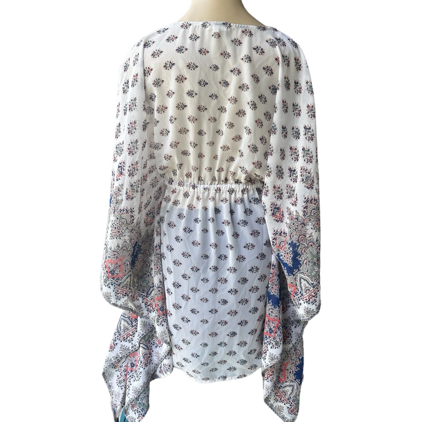 En Creme Anthropologie Tunic Top Women’s Small Flared Sleeve Sheer Boho Floral