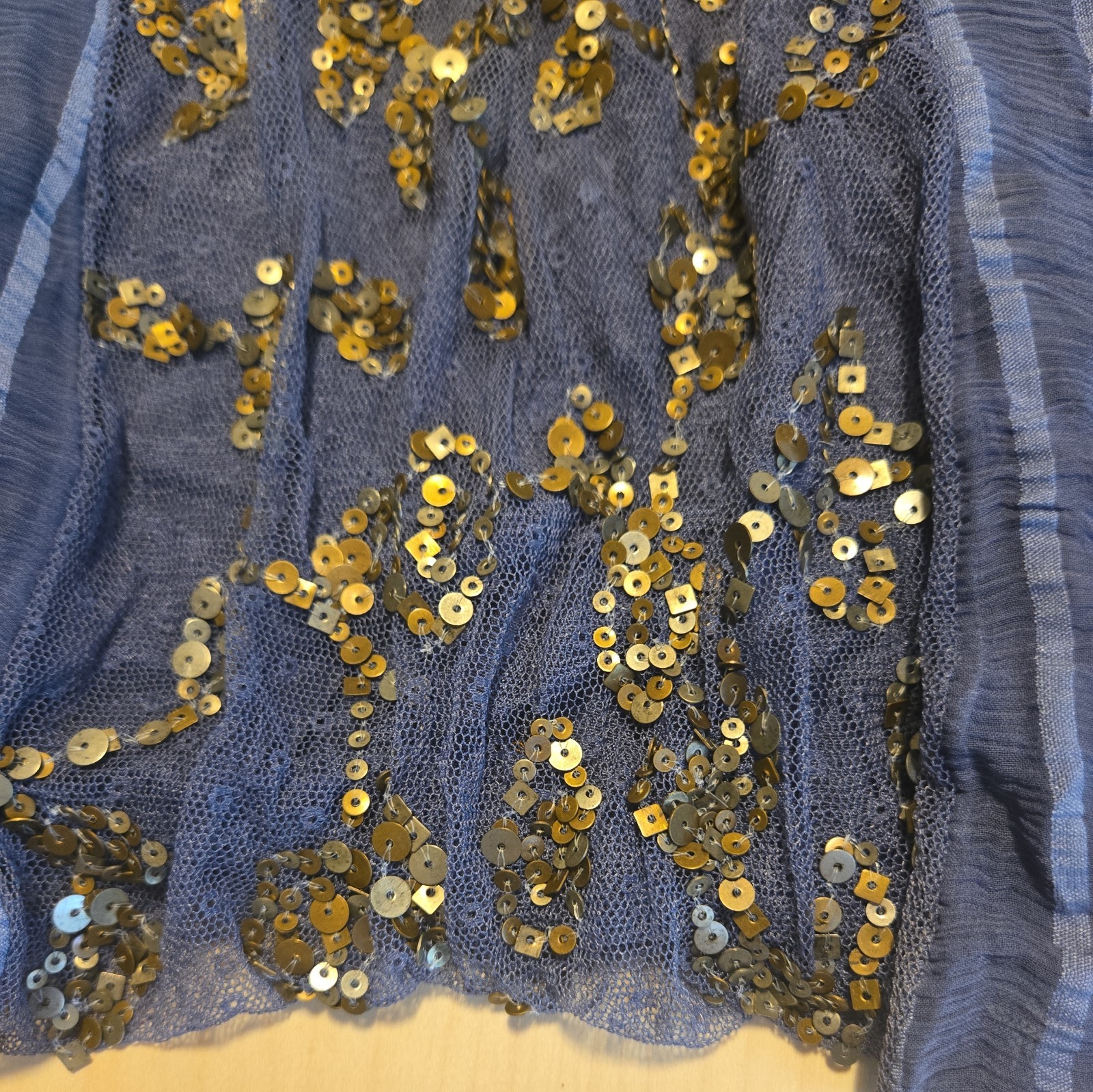 Msrp $168 Nwt Free People Wild Moon elisas Sequin Boho Blouse Sz M Blue Ruffle