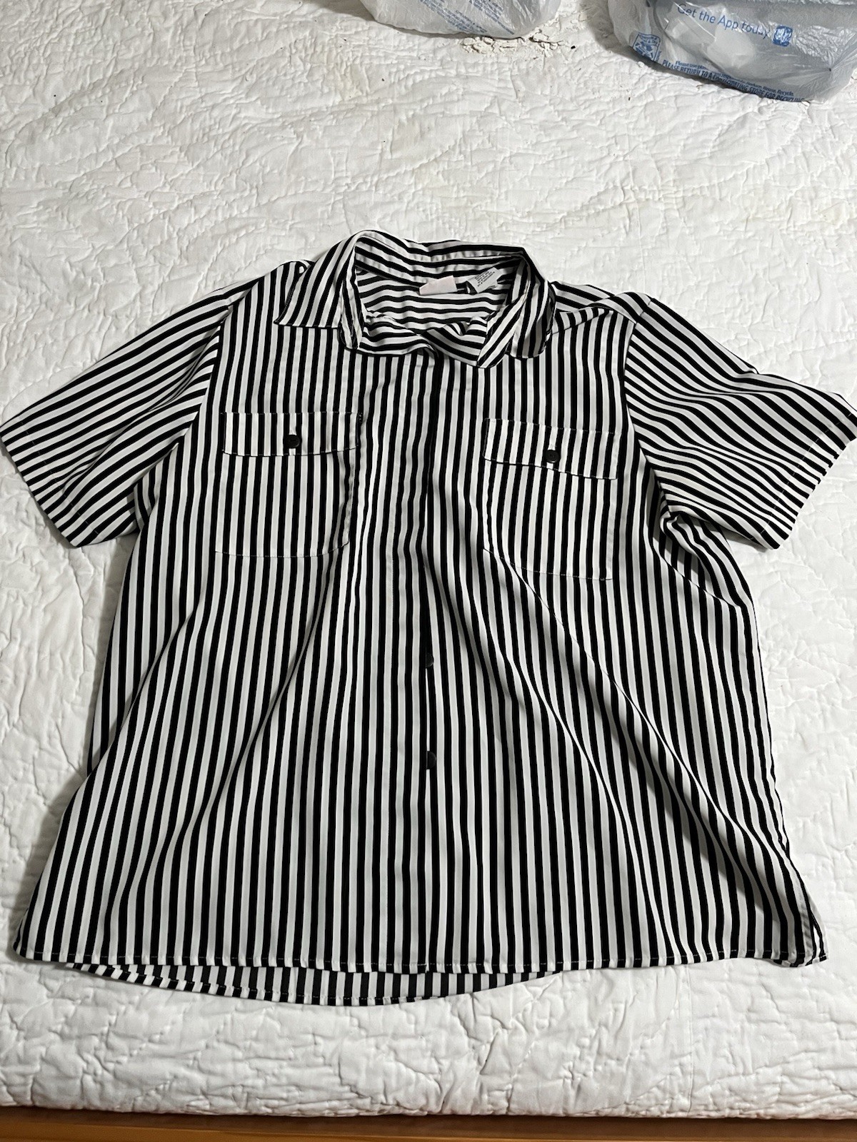 Sophie Brooks Womens XL Black/White Striped Button Up Blouse