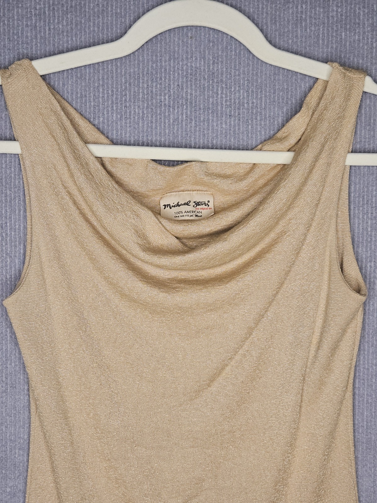 Michael Stars Sleeveless Top Womens One Size Gold Shimmer Cowl Neck Knit