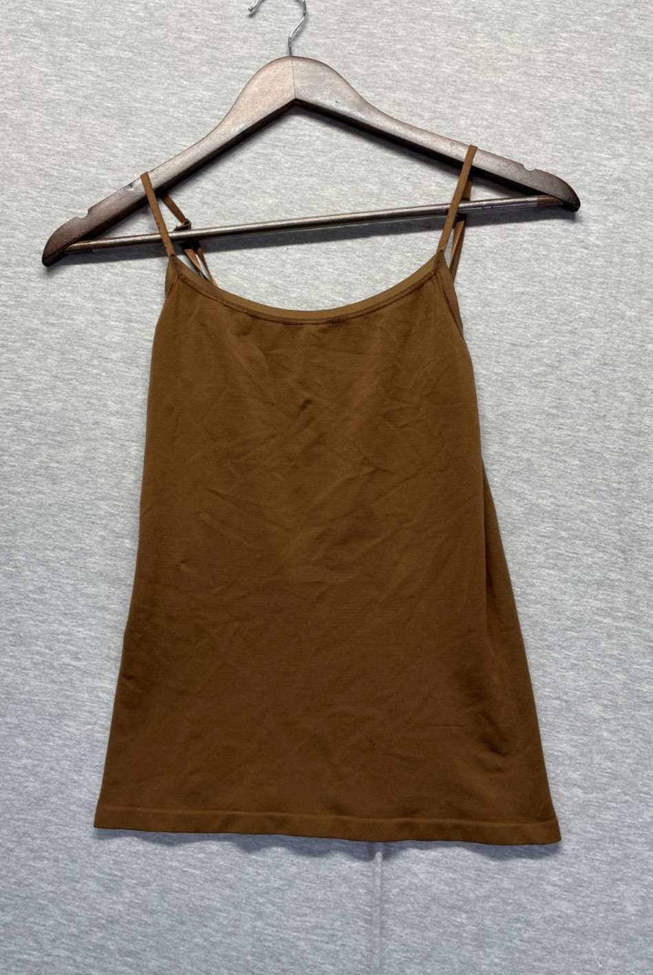 Ann Taylor Cami Top Womens XS Brown Nylon Scoop Neck Adjustable Spaghetti Strap