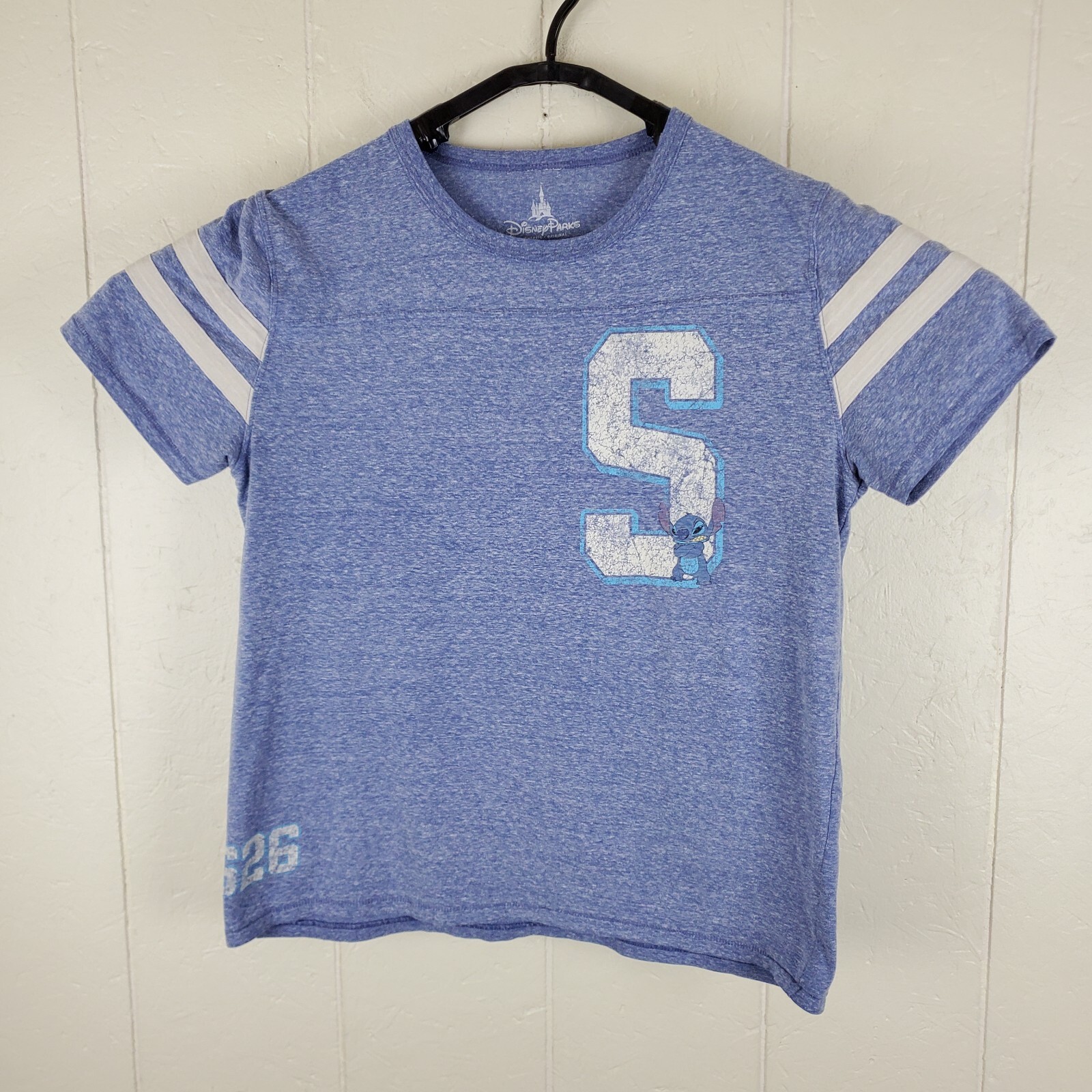 Lilo & Stitch Shirt Womens Large Blue Crew Neck Short Sleeve Stretch Pullover