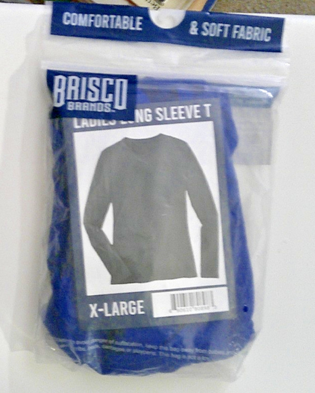 Brisco Brands BLUE Long Sleeve T-Shirt Ladies X-LARGE NEW IN PACKAGE