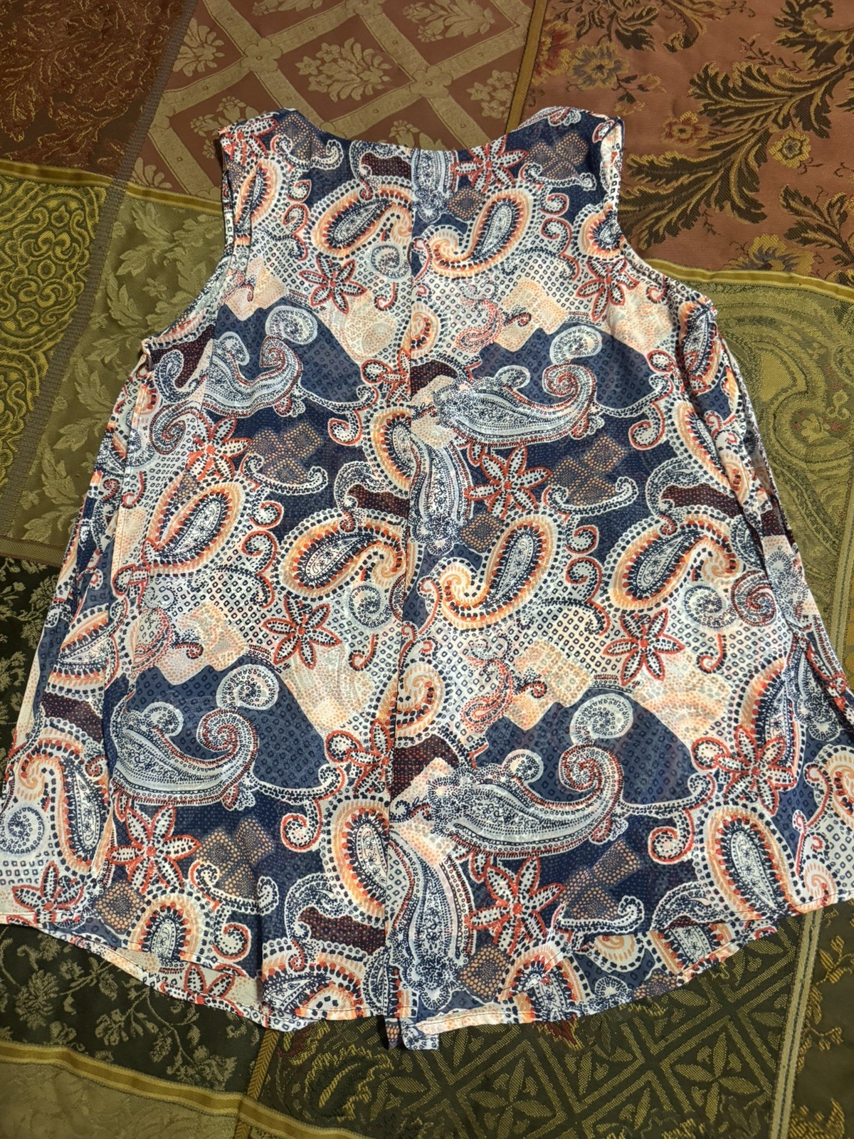 New Directions Blouse Woman’s Bandana Canyon Sleeveless Paisley Layered Large