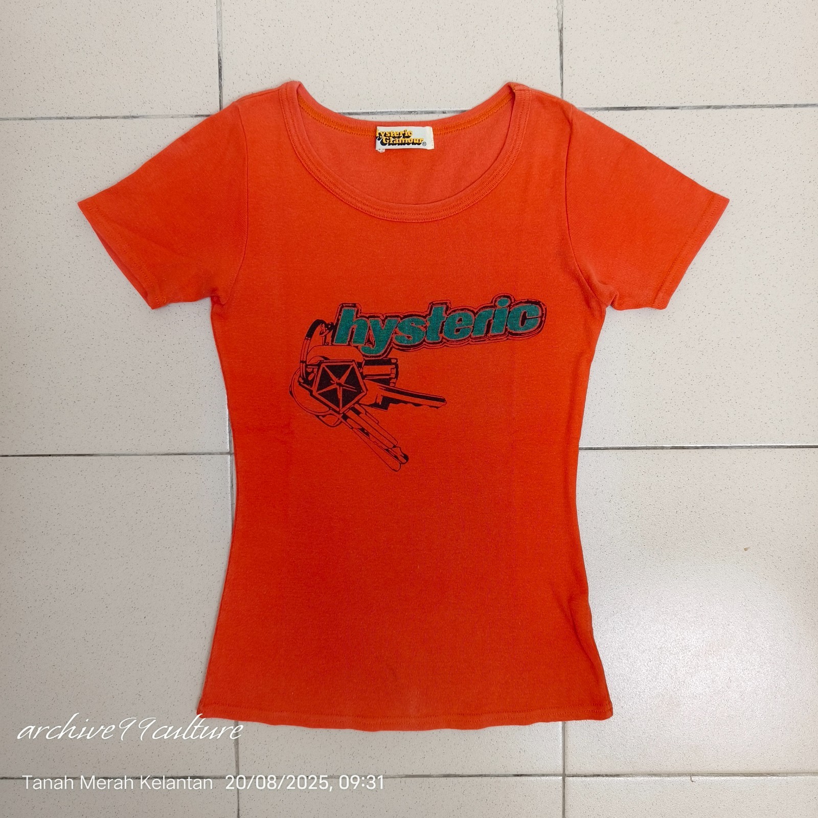 Vintage Hysteric Glamour t shirt Free Size Orange Graphic Print Japan