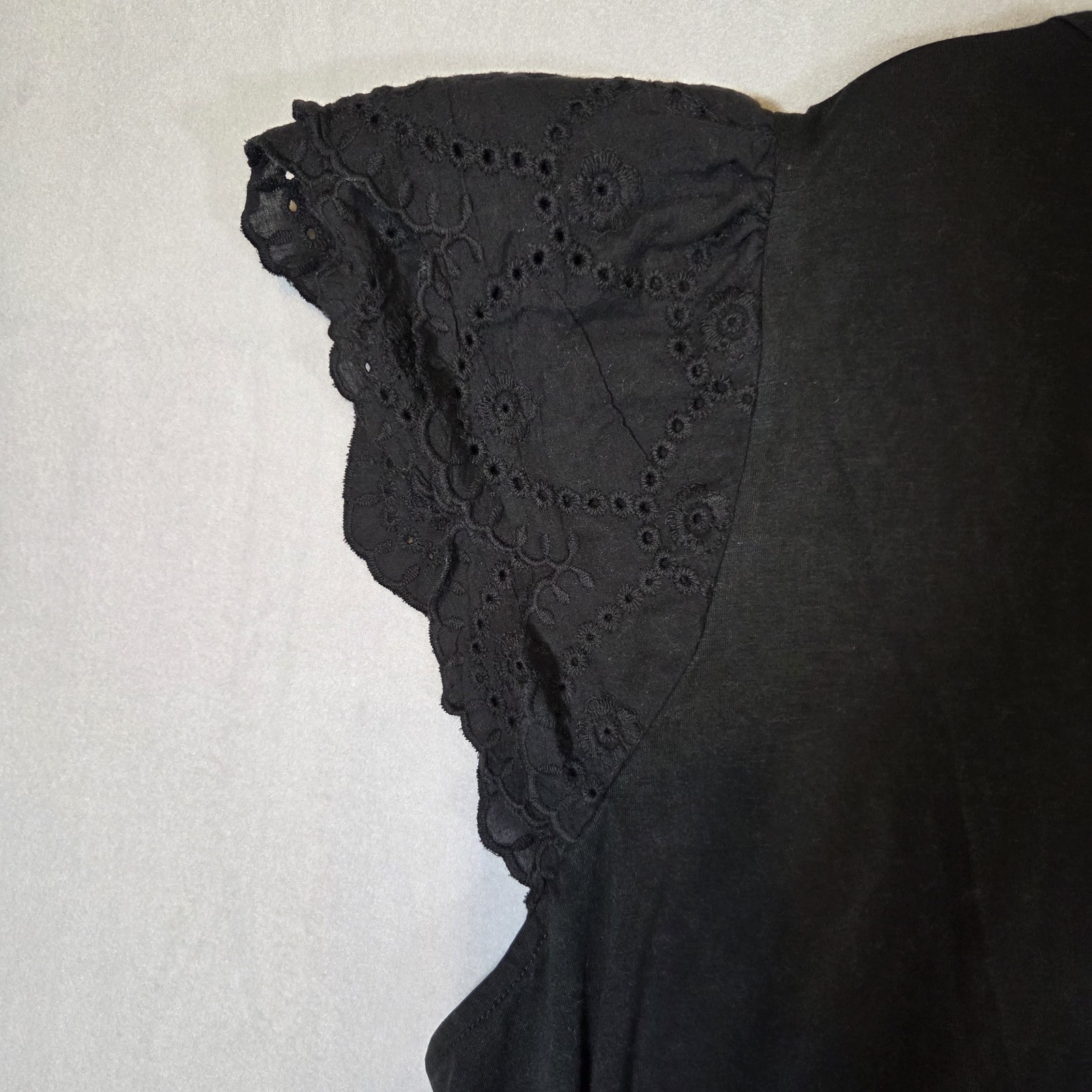 Women’s Black Eyelet Flutter Sleeve Top Plus Size 3X Square Neck Blouse