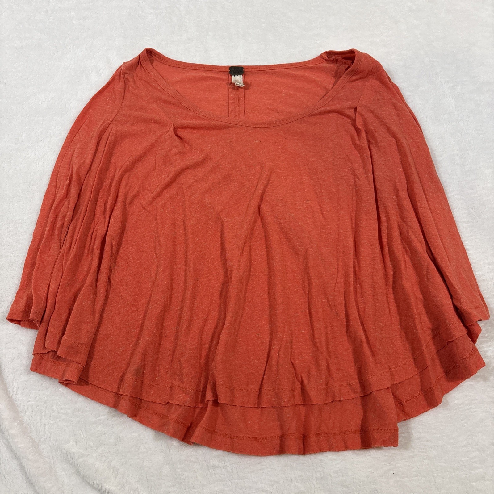 We The Free Cropped Orange Flowy 3/4 Sleeve Top XS Oversized Free People