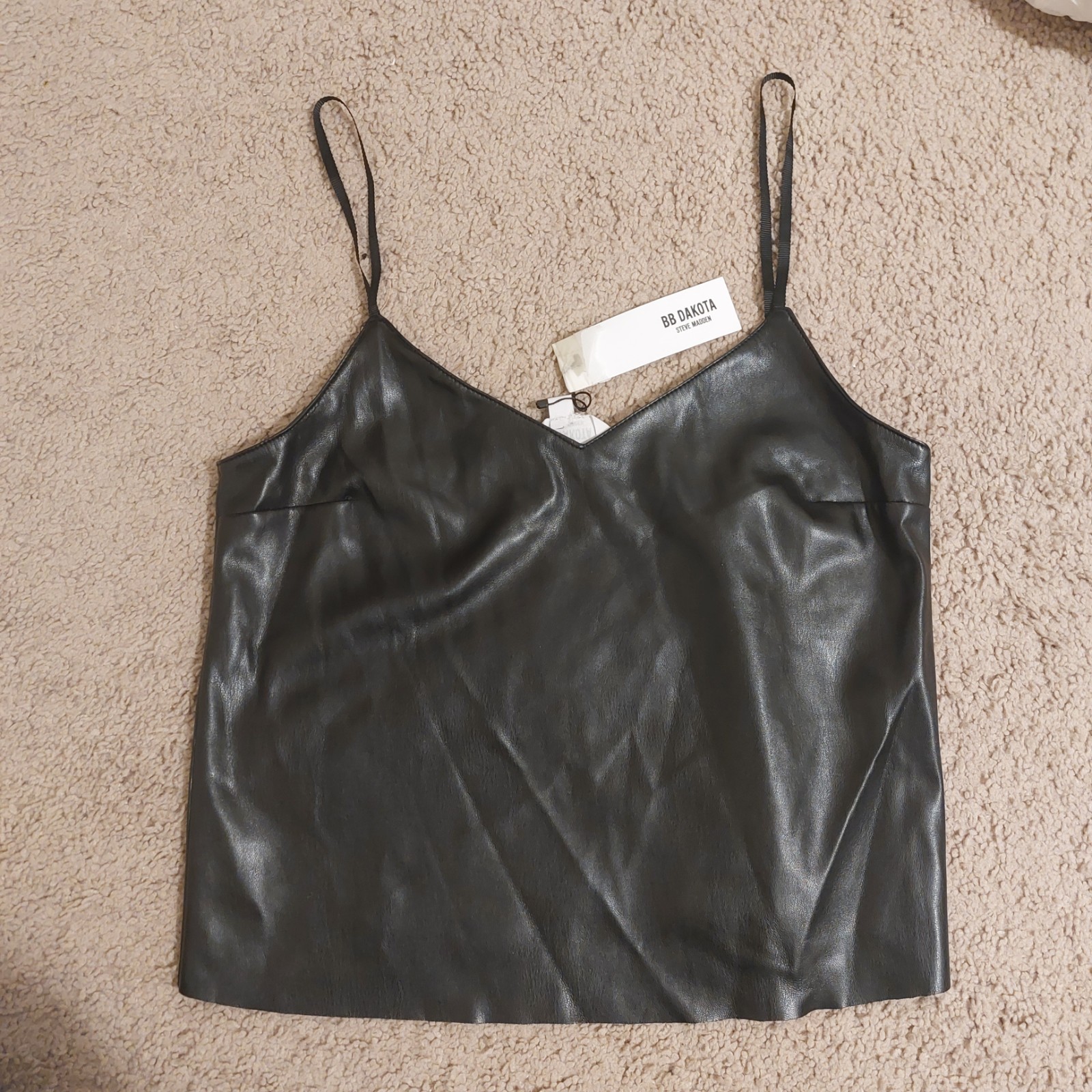 NWT BB DAKOTA Women’s Vegan Leather Tank Size XS Black Baddie biker edgy
