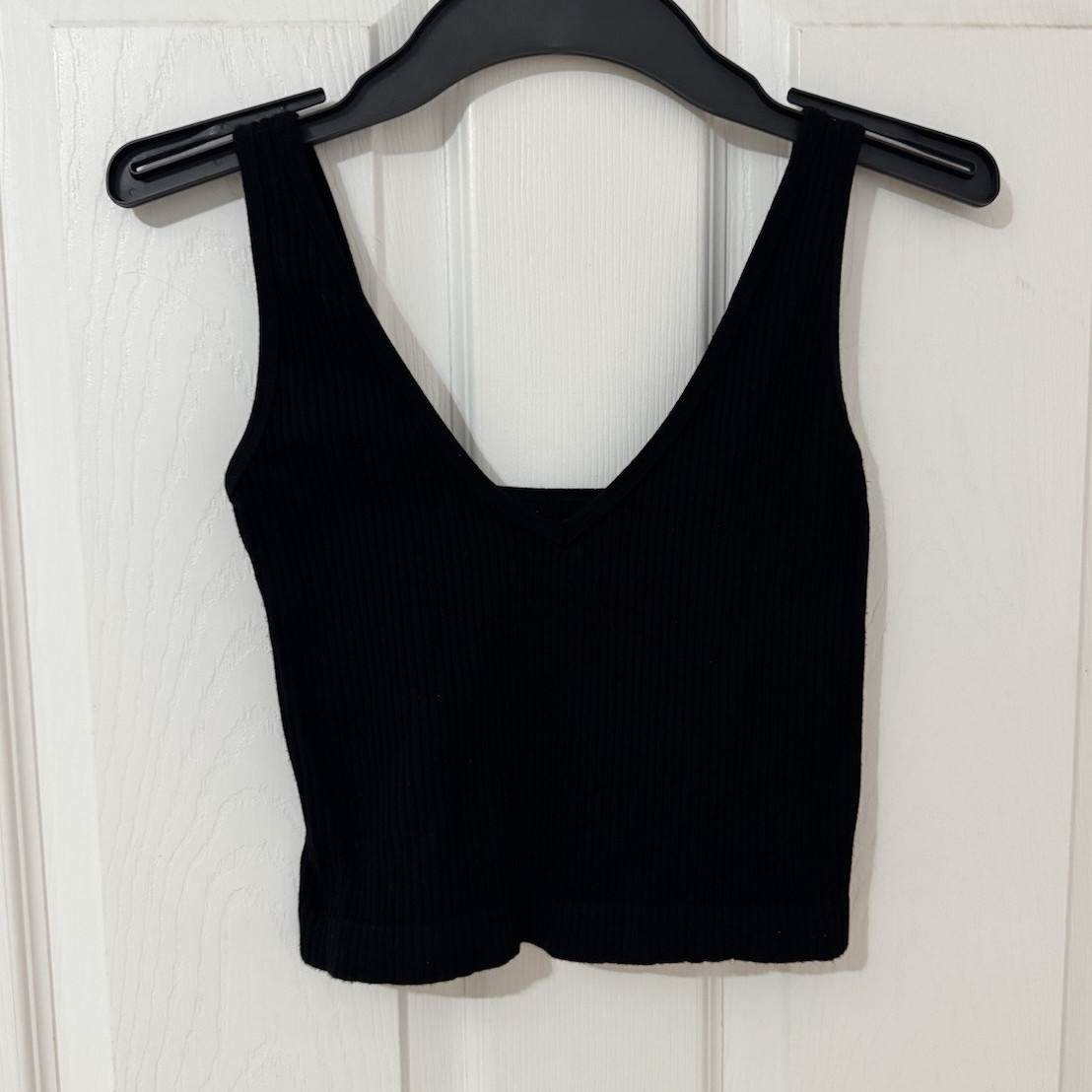 Free People Intimately Solid Rib Brami Black XS/S V-Neck Cropped Tank Top