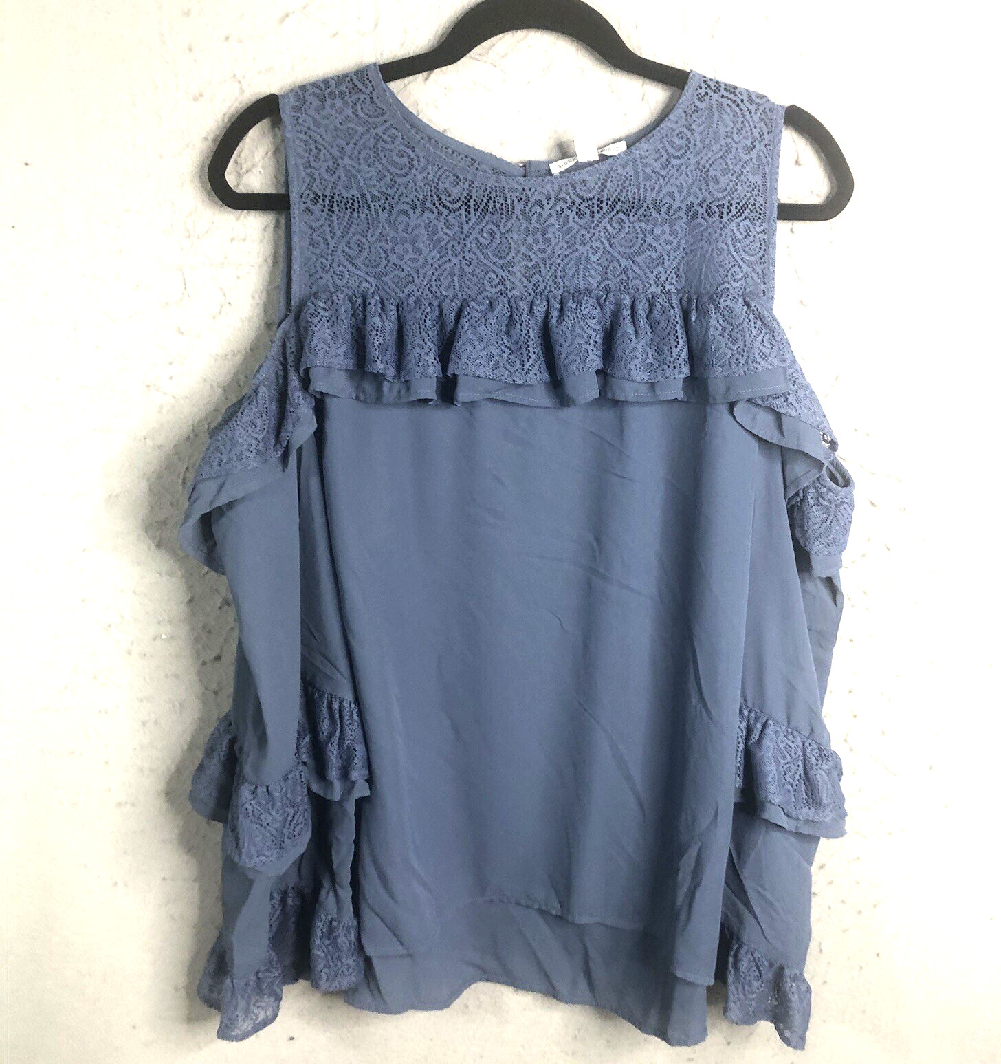 Feminine Top Womens Extra Large Blue Sheer Sleeves Feminine Artsy Victorian NEW