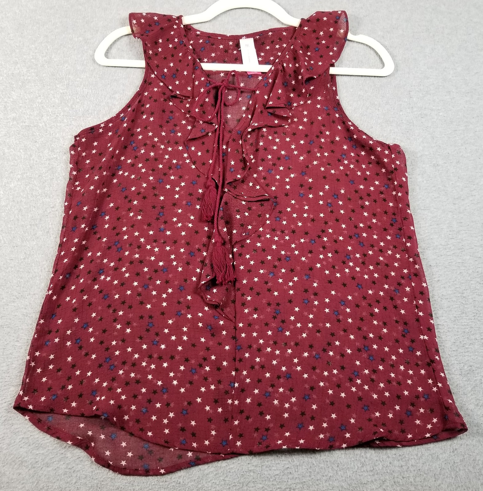 NEW NO BOUNDARIES Top Women Junior’s Large L Multicolor Stars Sheer Sleeveless