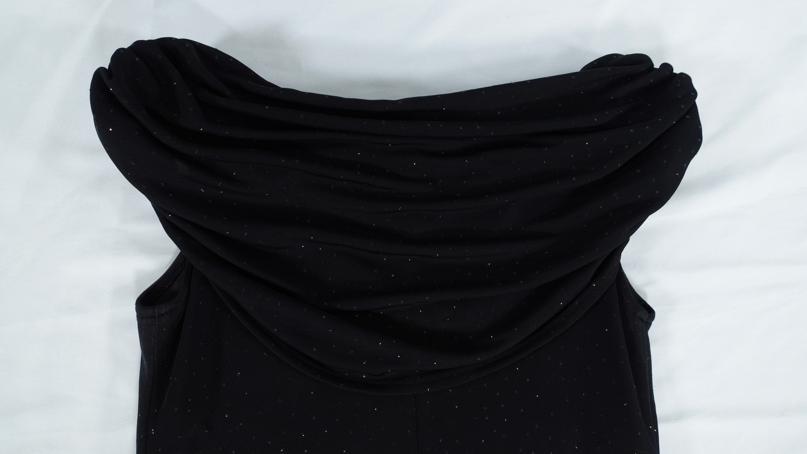 XSCAPE Top Womens Small Off Shoulder Draped Glitter Beaded Rhinestone Elegant
