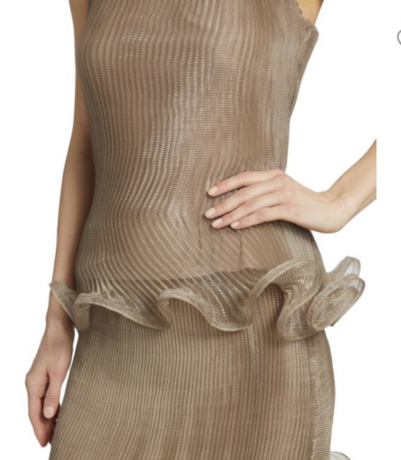New $2385 GIVENCHY Flared Hem Organza Top Color: PALE GOLDEN One Size Italy