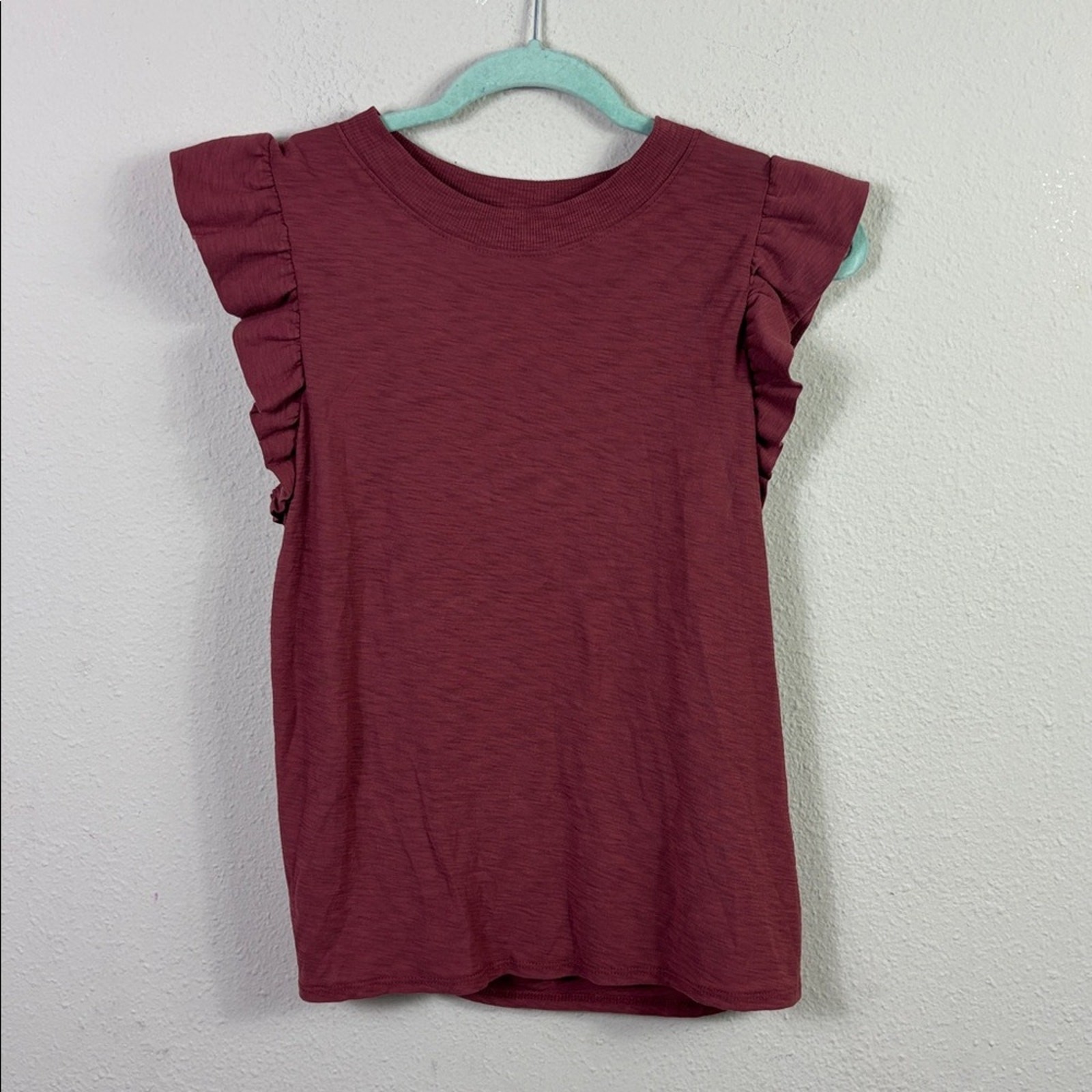 Nation LTD Paulette Short Ruffle Sleeves in Brownish Brick Red size Medium
