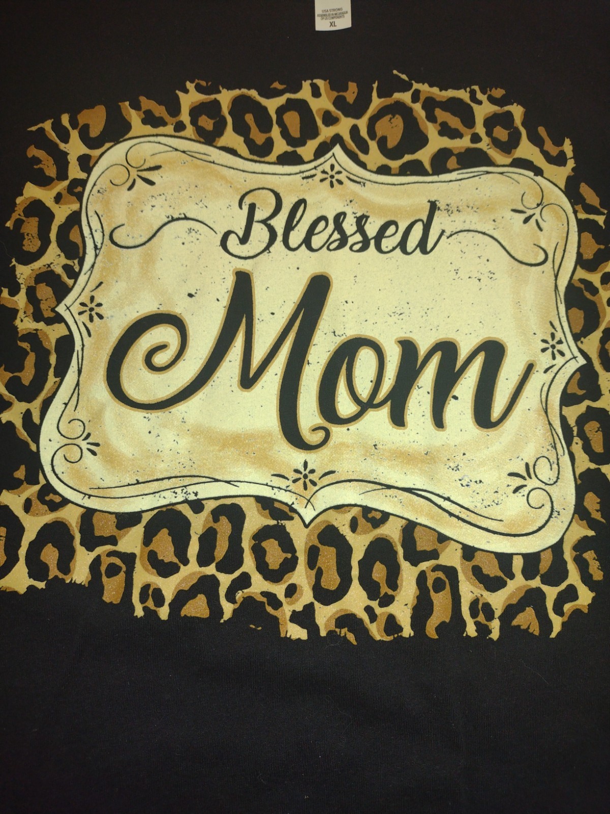 Leopard Print “Blessed Mom” Women’s xlg top w NEW Earrings & Gift