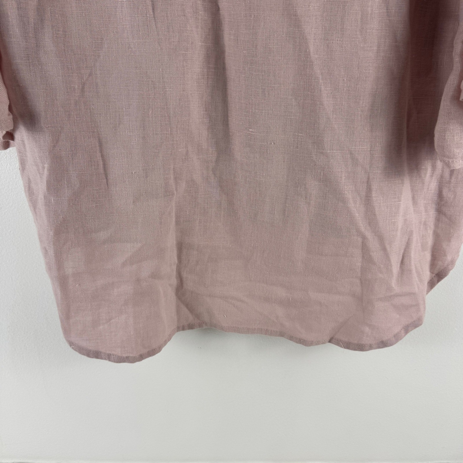 Crown Linen Designs Maya Top Dusty Pink 100% Linen Bell Sleeve V-Neck M