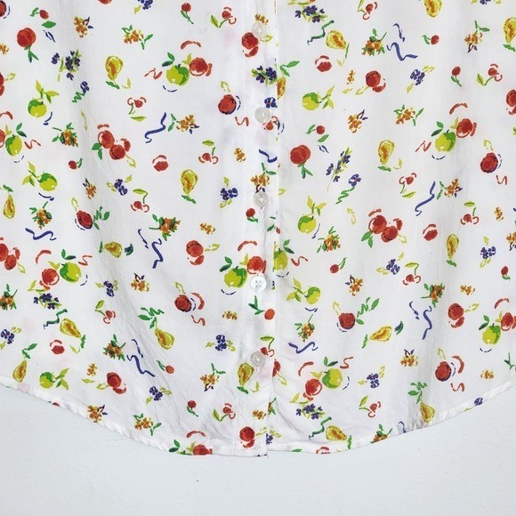 Cooper & Ella Multicolor Fruit Print Button Down Blouse Size Medium