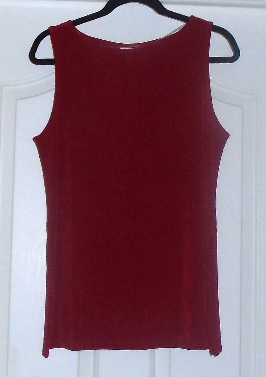 Chico’s TRAVELERS SIDE SLIT TANK Sz 1 Medium 8 10 Deep Red Allure Bateau NWT $60