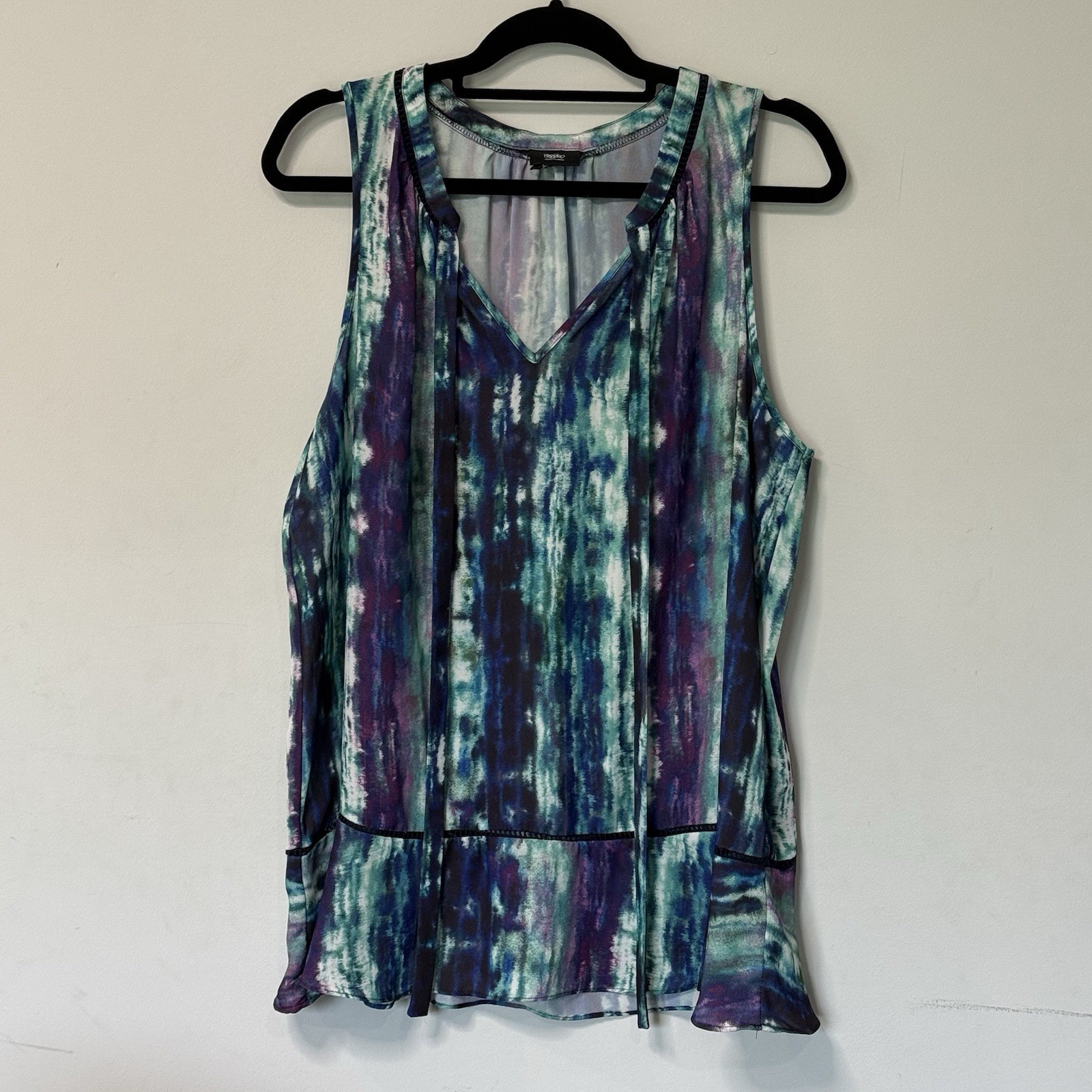 Mossimo Tank Top Purple Blue Green Tie Dye Watercolor Print Women’s Size XXL