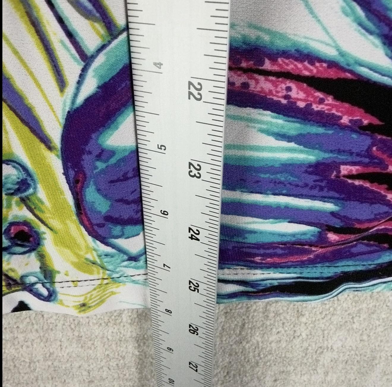 Nue Options Blouse Womens L Multicolor Floral Kimono Sleeve Stretch Lightweight