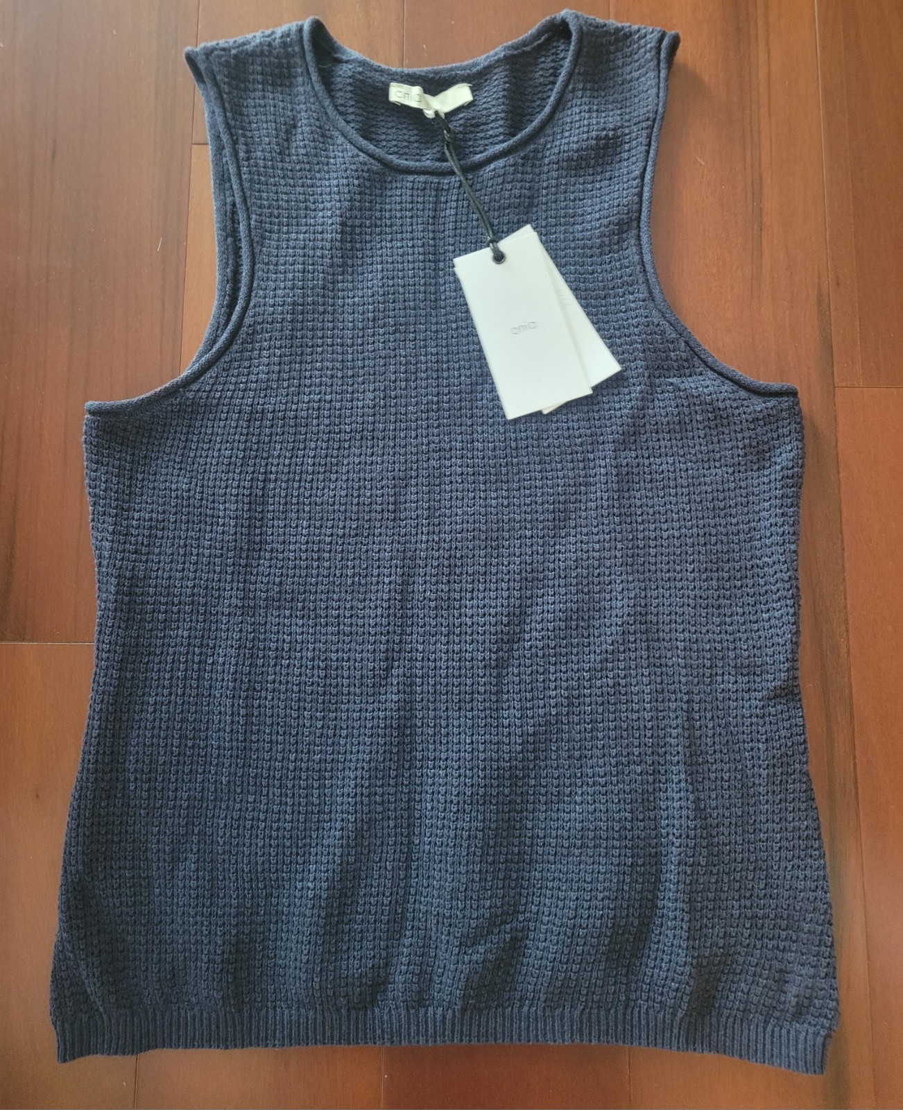 Onia 100% Cotton Sleeveless Sweater Tank NAVY BLUE NWT $195 S