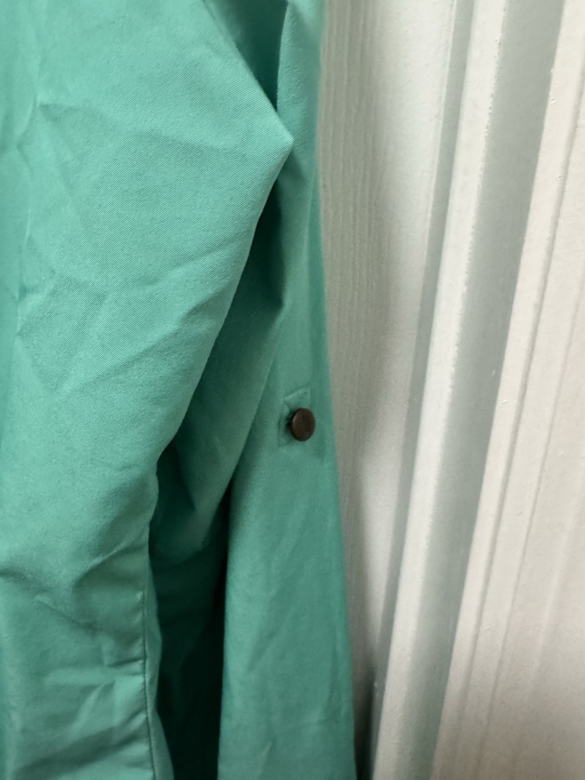 laura scott large button up long sleeve teal 95% polyester 5% spandex No Collar