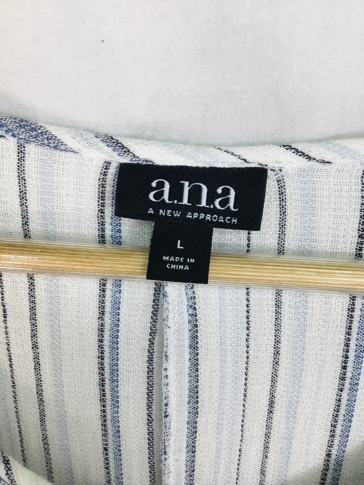a.n.a. Striped Peasant Blouse Women’s L Boho Cottage core Cotton Baby doll Top