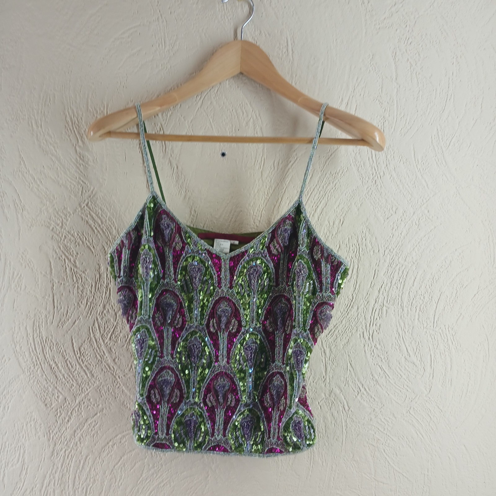 Emma Black 100% Silk Beaded Sequin Camisole Top – Boho Luxury