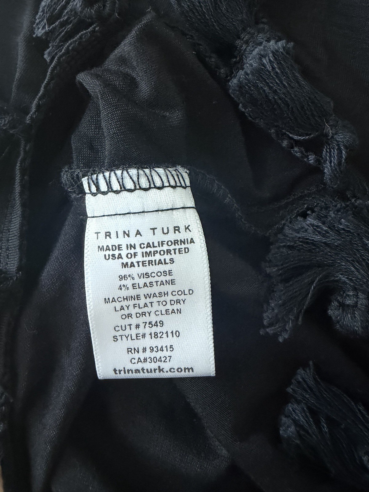 Trina Turk NWT Tajo Racerback Tank Top Black Tassel Hem Women’s Medium