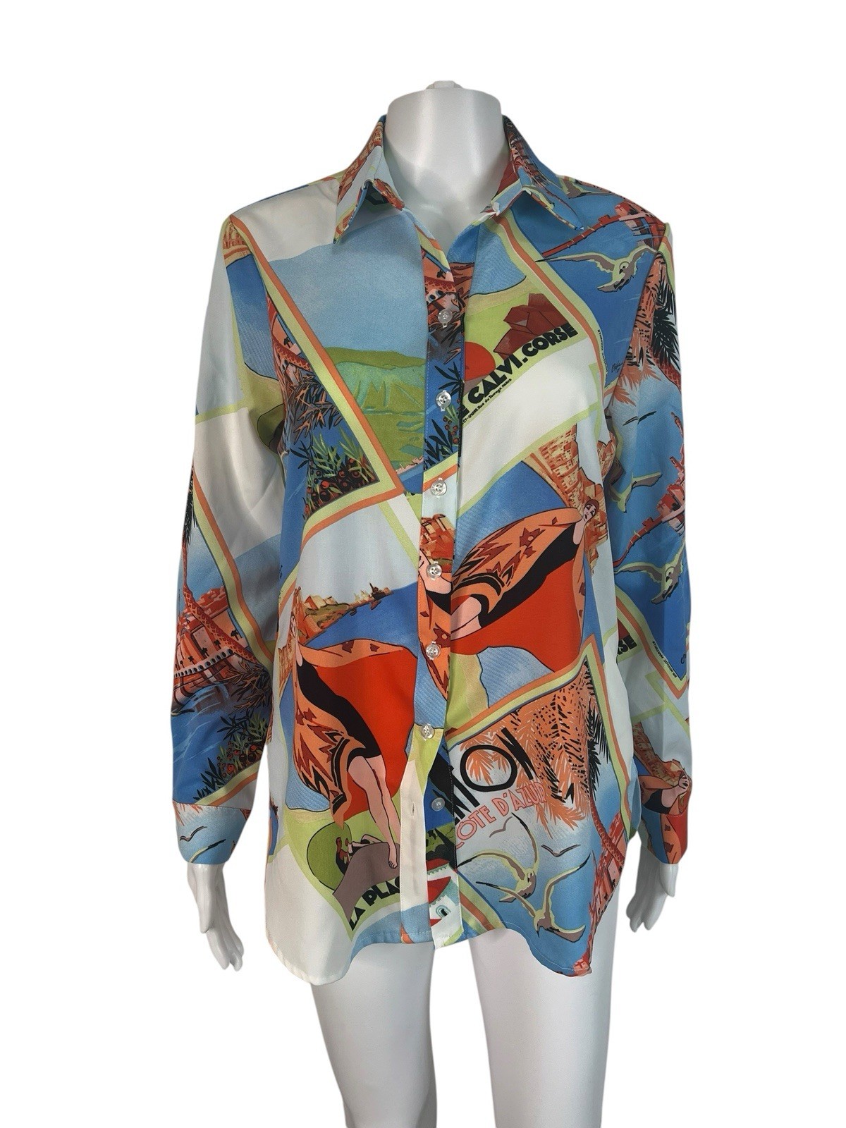 Milk & Honey Blouse Women’s Size S Top Button Travel Art To Wear Avant Garde