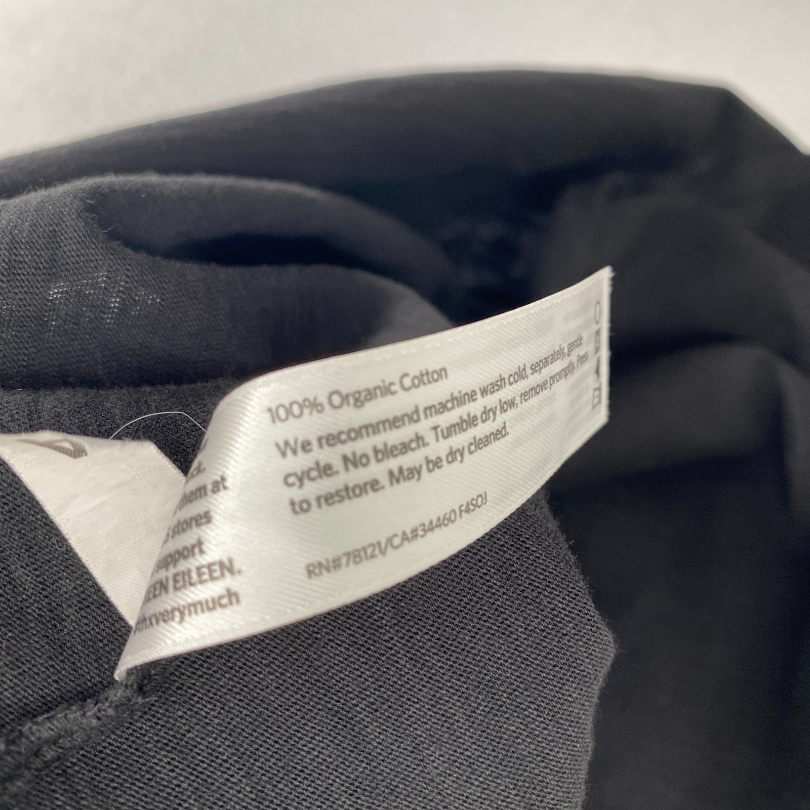 EILEEN FISHER Top L Organic Cotton Slub Jersey Scoop Neck Cap Sleeve Black
