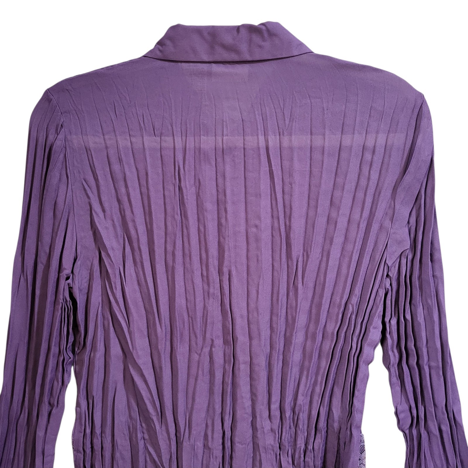 Vintage Blouse Sz S Purple Ruffle Lace Pleated Bell Sleeve Romantic Fairy Goth