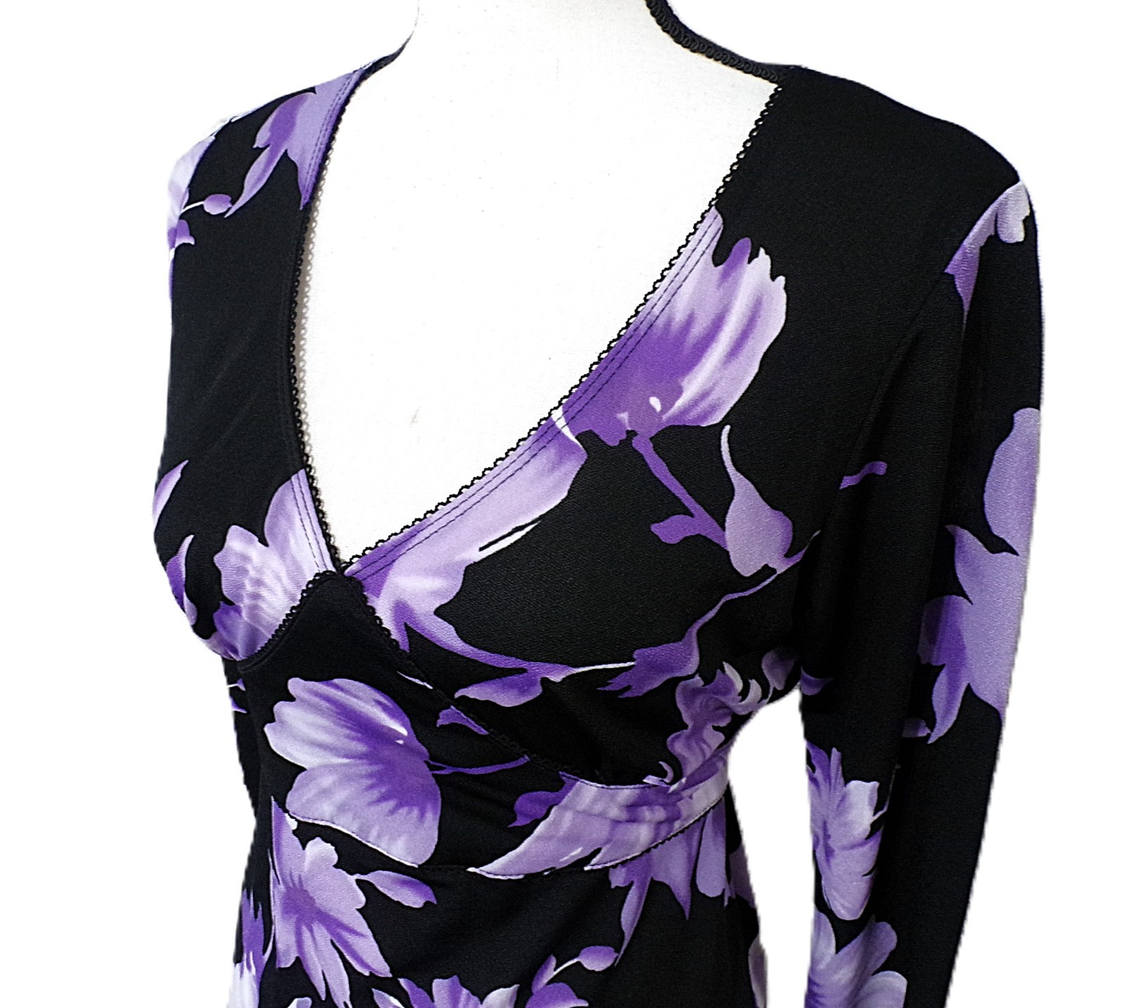 Y2k Babydoll top S Black deep Purple Floral Lace Ties Fairygoth Vampy Whimsigoth