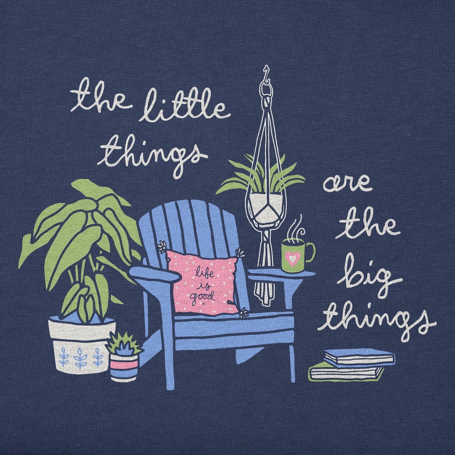 NWT Women’s Life is Good Little Things Plants Adirondack Dk Blue SS Crusher Tee