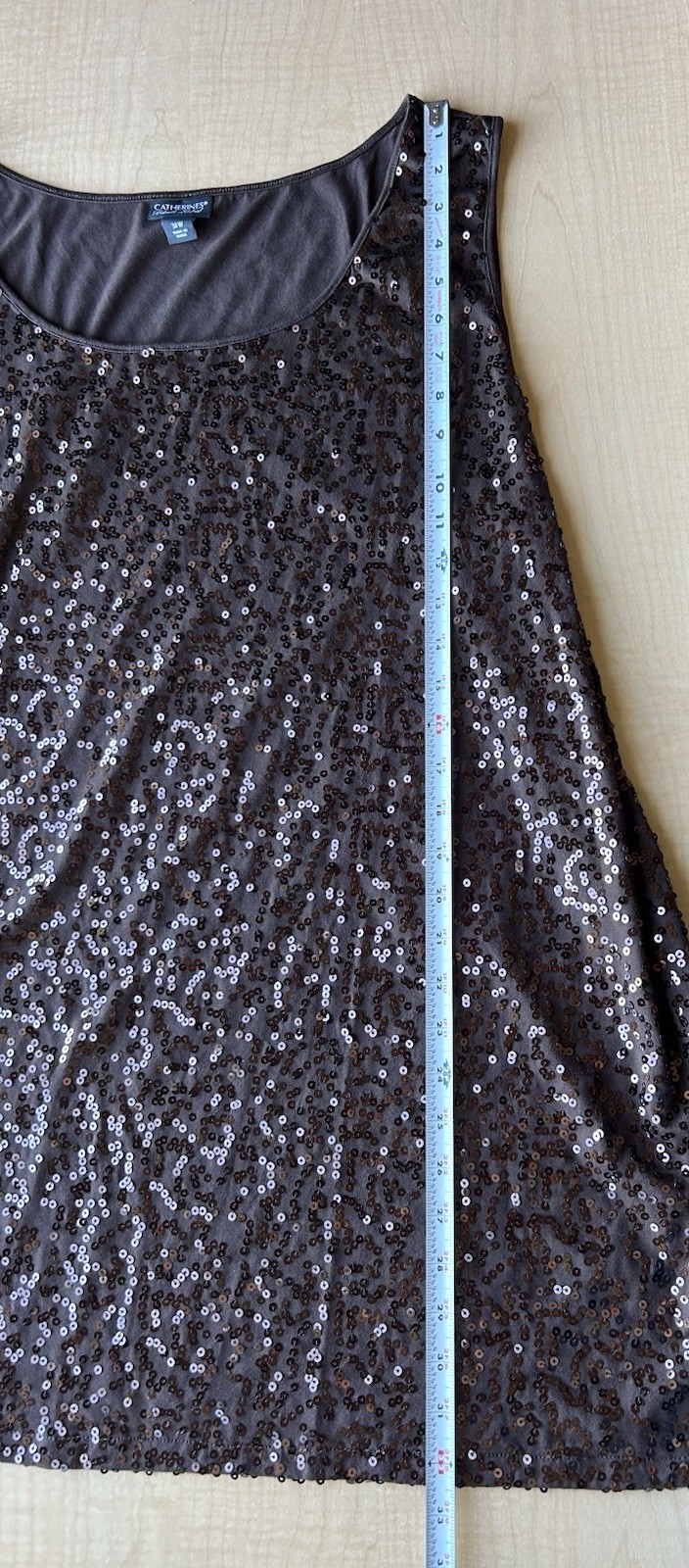 Catherines Black Label 34W Brown Sequin Sleeveless Top Glamour Party