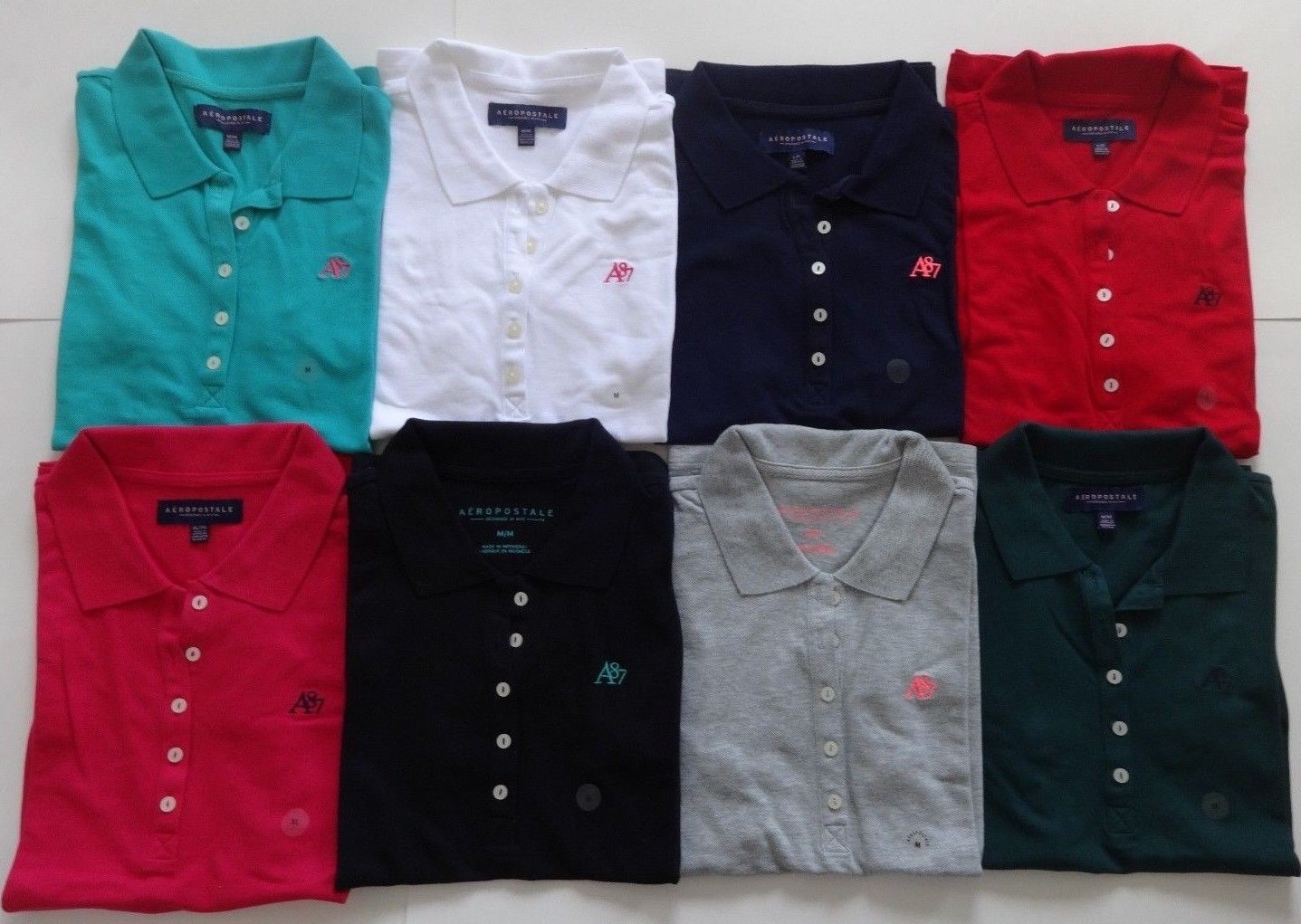 AEROPOSTALE AERO WOMENS A87 5-BUTTON PIQUE POLO SHIRT SCHOOL UNIFORM XS S M L XL