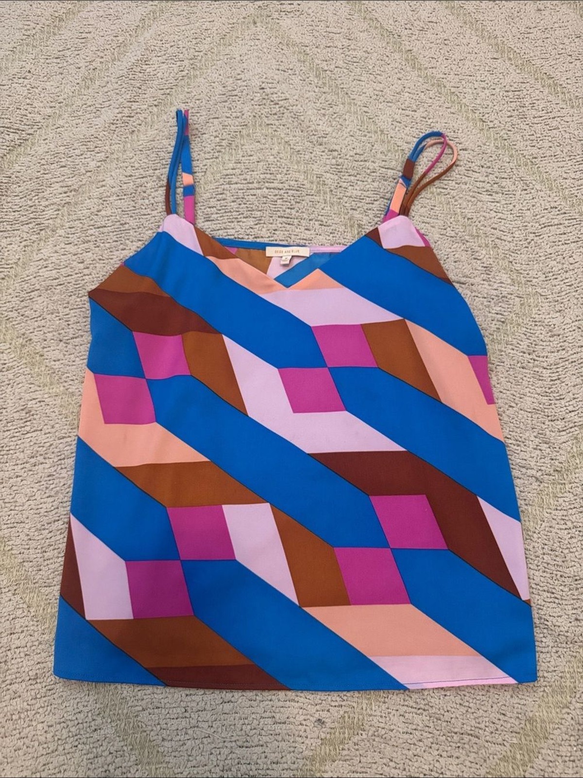 Skies Are Blue Geometric Print Cami Tank Top Size Medium Multicolor