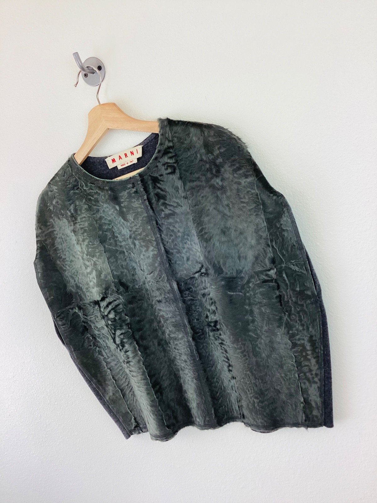 MARNI Grey FUR & WOOL Cocoon Style Top / Shirt M